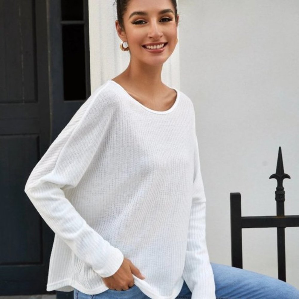 NWT High/Low White Sweater S, M, L - Picture 5 of 5